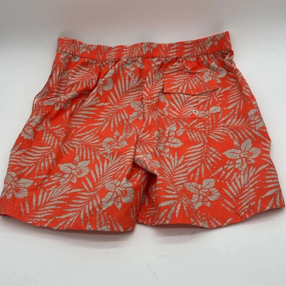 28 Palms Men's Hawaiian Tropical Print 33” Waist Orange Board Shorts Drawstring - Picture 4 of 5